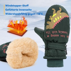 PONCEAU Mittens Children's Waterproof Gloves Ski Gloves Snow Gloves for 2-10 Years Girls Boys Winter Gloves PU Palm Windproof Warm Fleece Skiing Snowboard Riding Running