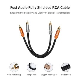 Fosi Audio Cable de audio 2RCA a 2RCA 0.9 pies, chapado en oro 2 RCA macho a 2 RCA macho Cable de audio estéreo para sistemas de cine en casa/amplific