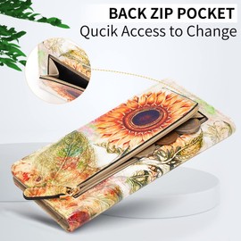 APHISON Womens Wallet RFID Wallet Women Slim Bifold Compact Small Wallet for Women with ID Credit Card Holder Zipper Coin Pocket Wallet