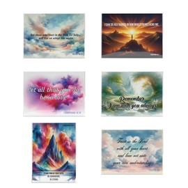 Set of 6 Inspirational Bible Verse Acrylic Magnets – Ethereal Artwork with Scripture Reflections, Designed & Printed in MA, USA, 3.75” x 2.75” x ⅛”