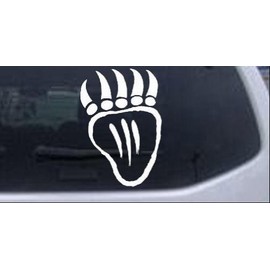 White 8in X 5.6in - Tribal Indian Bear Claw Western Car Window Wall Laptop Decal Sticker