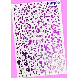 Irregular Spot Printing Polka-Dot Gold-Foil 3D Nail Stickers 3312 Purple for Nails Design Nail Art Stickers Decals Supplies Manicure Tips Sticker Colorful for Nail Decorations