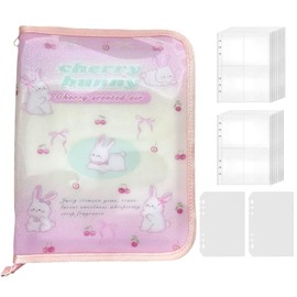 GOSYOBS Sealing Notebook, Storage Binder, Transparent, A5 (20 Refills + 2 PP Sheets), Large, Large Capacity, Cute Binder, Removable, Underlayment, Clear Mount, Notebook, Card Sleeve, Girls, Collage