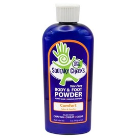 Squeaky Cheeks Comfort Blend cuerpo y polvo para pies (5 onzas)  Polvo orgánico sin talco y todo natural  Fórmula cómoda, aroma fresco con aceites... 