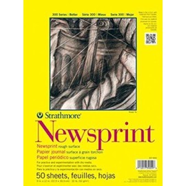 Strathmore 300 Series Newsprint Paper Pad, Tape Bound, 14x17 inches, 50 Sheets (32lb/52g) - Art Paper for Adults and Students - Practice Sketching with Charcoal, Graphite and Pencil