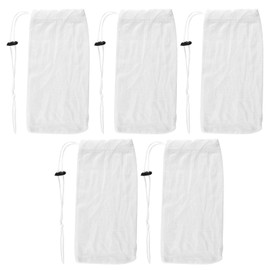 5Pcs Vacuum Pool Cleaner Fine Mesh Bag, Nylon Pool Vacuum Replacement Mesh Bag with Pull & Lock Cord for Collecting Leaves and Debris(White,Size:11.4 * 5.5inch)