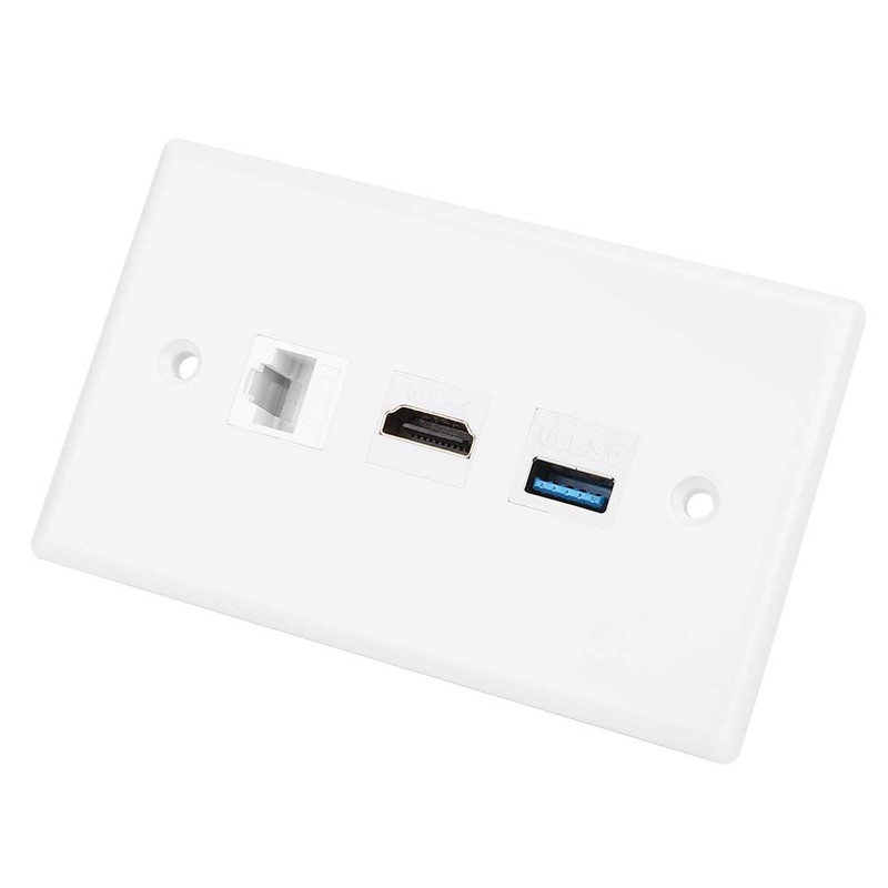 Yosoo Salida USB, placa de pared CAT6 + HDMI +