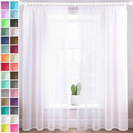 Megachest gathering tape voile curtain(pure white, W 56" x L 81" (2 Panels)