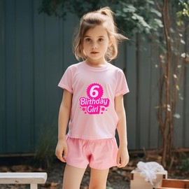Girls Birthday Shirt Toddler Doll Themed Bday Party Shirt 6th Happy Birthday Tee Tops Outfit 6T Six Years