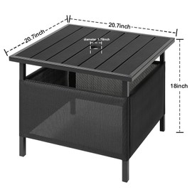 LZRS Adirondack Square Outdoor Side Table with Umbrella Hole, Pool Composite Patio Table,HDPE End Tables for Backyard,Pool, Indoor Companion, Easy Maintenance & Weather Resistant(Black)