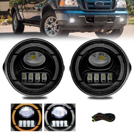 Shocklight LED&DRL Fog Lights fit for 2007 2008 2009 2010 2011 2012 2013 2014 Ford Expedition and 2008 2009 2010 2011 Ford Ranger with Amber Turn Signal Light- Clear Lens