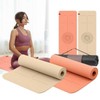 TPE Center Line 8mm Health Yoga Mat with Exercise Bag Strap for Home Training Dongmae Cream Beige