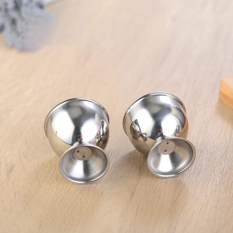 2 Pcs Silver Stainless Steel Egg Cups Holders Egg Tray