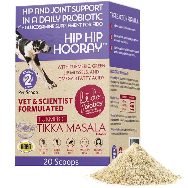 Fidobiotics Hip & Joint Support for Dogs, Daily Probiotics for