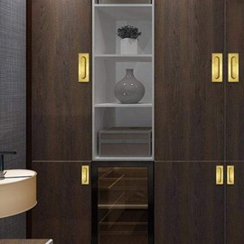 Brass Concealed Handle Recessed Furniture Handle Cabinet Cupboard Wardrobe Drawer Pulls Pocket Door Pulls