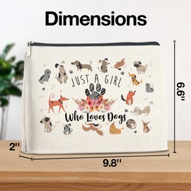 YeleY Dog Lady - for Dog Mom Dog Lovers - Dog Lovers Gift Makeup Bag for Daughter Granddaughter Sister Teen Girl - Just a Girl Who Loves Dogs Cosmetic Bag Makeup Zipper Pouch