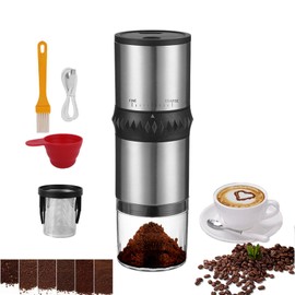 Portable Coffee Grinder,USB Rechargeable Coffee Maker,Electric Stainless Steel Burr Burr Coffee Grinders, Espresso Battery Coffee Bean Grinder Machine with 15 gind Settings for Home Use(Black9109)