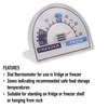 Fridge Thermometer or Freezer Thermometer Dial with Recommended Temperature Zones