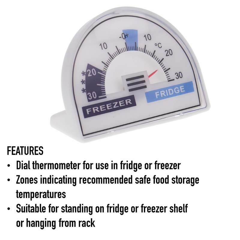 Fridge Thermometer or Freezer Thermometer Dial with Recommended Temperature Zones