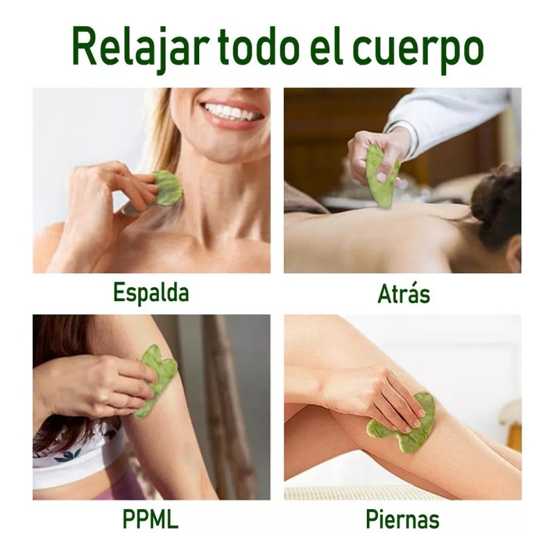 Rodillo Masaje Facial De Jade Gua Sha Rejuvenece Kit