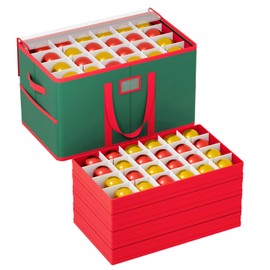 FANPROMS Christmas Ornament Storage Box with Dividers Fits 96 Holiday Decorations Storage Box Green Christmas Ball Storage Container Bins Large Christmas Ornament Storage Container with 4 Trays