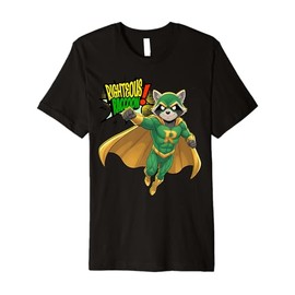 'Righteous Raccoon Superhero s Retro Comic Strip Premium T-Shirt