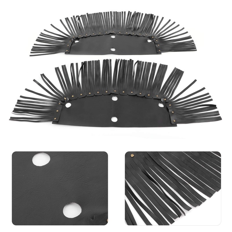 KIMISS Motorcycle Floorboard Fringe, 2Pcs Motorcycle Floorboard Fringe PU Leather