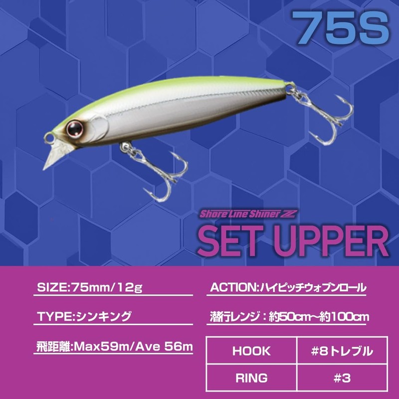 DAIWA Set Upper 75S Sea Bass Lure, Design: Mat Chart