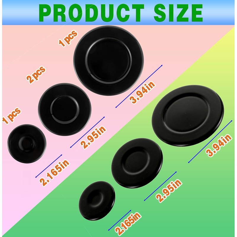 Upgraded Gas Stove Burner Cap Set - 4Piece Metal Cooker