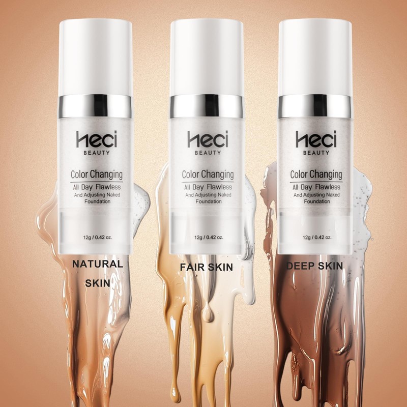 HECI BEAUTY Color Changing Foundation Liquid Base,2 Pack Travel Size,Improves