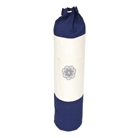 Yogabox Surya Bag 2 Coloured Yoga Bag for Virgin Wool Mats Length 100 cm Diameter 25 cm Dark Blue / Natural
