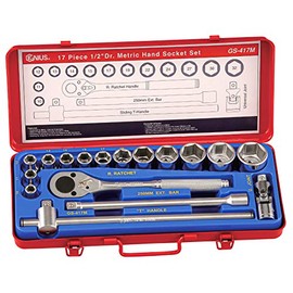 Genius Tools 17 Piece 1/2" Dr. Metric Hand Socket Set GS-417M