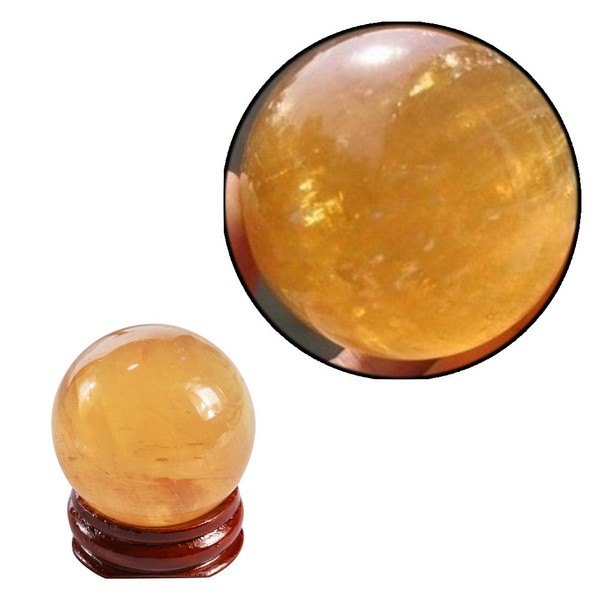 Wixine 1Pcs 40mm Yellow Natural Citrine Quartz Crystal Sphere Ball