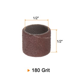 sourcing map 100pcs Sanding Drums 1/2 Inch Mini Sanding Sleeves 180 Grit Sanding Bands for Drum Sander Rotary Tools
