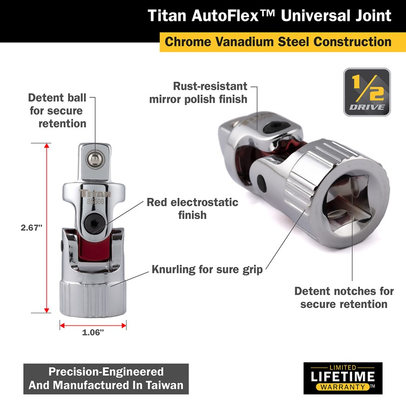 Titan 85508 1/2-Inch Drive Auto Flex Universal Joint