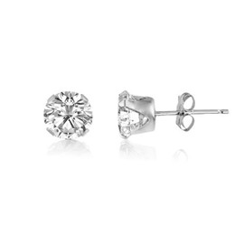 DIAMOND WHITE/CLEAR 3MM Classic Brilliant Round Cut Cubic Zirconia (CZ) Sterling Silver Birthstone Stud Earrings/Ear Studs for Women Ladies Girls - 925 Sterling Silver. 3-WHTE