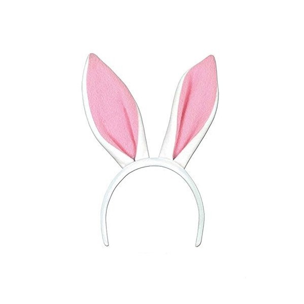 Soft-Touch Bunny Ears (White & Pink), Pkg/3