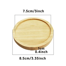 Runseaway 6Pcs 2.5” Bamboo Plant Saucer, Round Pot Tray for Indoor Planters, Succulent Holder Drainage Tray, Versatile Coaster Set for Home Office Decor