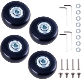 TIOMIOSEA Pack of 4 Suitcase Wheels Replacement Wheels 50 mm x 18 mm Replacement Luggage Castors, Rubber Suitcase Wheels Replacement, Ball Bearings, Suitcase Bearing Repair Kit