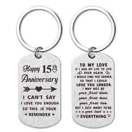 15th Anniversary Wedding Gifts for Wife Husband 15 Year Anniversary Keychain Gifts for Her Him Couple Gifts for Anniversary Wedding Gift for Wife Husband 15th Anniversary Couples Gifts for Men Women