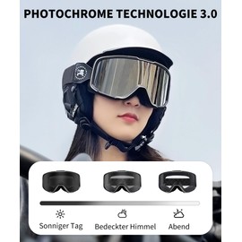 LECAGE Photochromic Motorcycle Goggles Men Women Motocross Goggles Mirrored Photochromic Anti-Fog Windproof Motorcycle Goggles (Black)