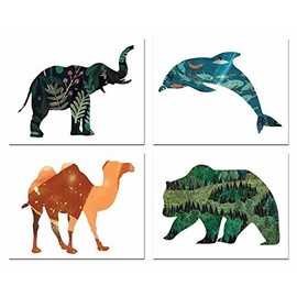 Animal Habitat Collection (Set of Four 24x36 Inch Print Wall Art Prints), Nursery Decor, Kid's Room Decor, Gender Neutral Nursery Decor, Baby Room, Playroom Decor, Nursery Rhyme