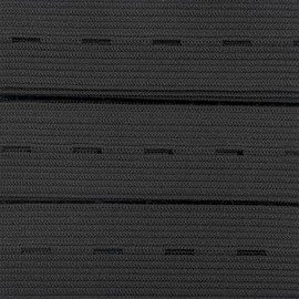 WedDecor Buttonhole Elastic, Elastic Band with Holes Elastic Button Holes Sewing Elastic Bands with Buttonhole for Wigs, Hair Bands, Headband & DIY Projects, Black Elastic 25mm - 10 Metres