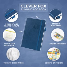 Clever Fox Running Log Book – Complete Run Training Tracker Journal – Runners Planner, Track Gifts & Stuff For Runners, Women & Men (Mystic Blue)