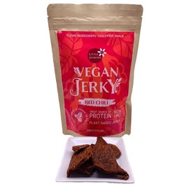 Little Jasmine Vegan Jerky, Red Chili Flavor, Plant Based Protein, Vegetarian Food, 7.05 oz
