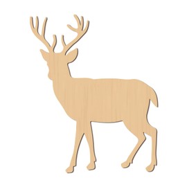 CREATCABIN Laser Cut Wood Cutout Deer Wall Art Unfinished Wood Decorative Wall Sculpture Hanging Decor Unfinished for Craft Farm House Decor Housewarming Door Wall Room Decoration 25 x 20 x 0.6cm