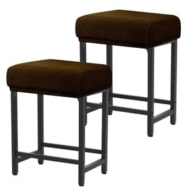 Levoberg Bar Stool Cover Rectangle Stretch Counter Height Barstool Slipcovers Rectangular Vanity Stool Cover Kitchen Counter Saddle Seat Cover for Wooden Metal Bench Set of 2 Coffee
