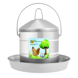 Automatic Chicken Feeder 8KG/17.6lbs, Heavy Duty Stainless Steel Reliable Long-Lasting Poultry Feeder with Handle, High Strength Structure 0.035 Inch/0.9mm Metal Thickness