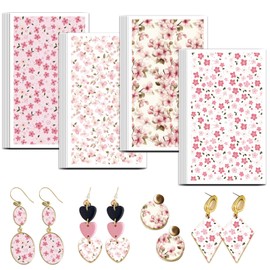 OLYCRAFT Flower Clay Transfer Paper 4 Design 24Pcs Transfer Paper for Polymer Cherry Blossom Polymer Clay Transfer Sheets Spring Floral Small Transfer Paper for Clay Earrings Jewelry Making