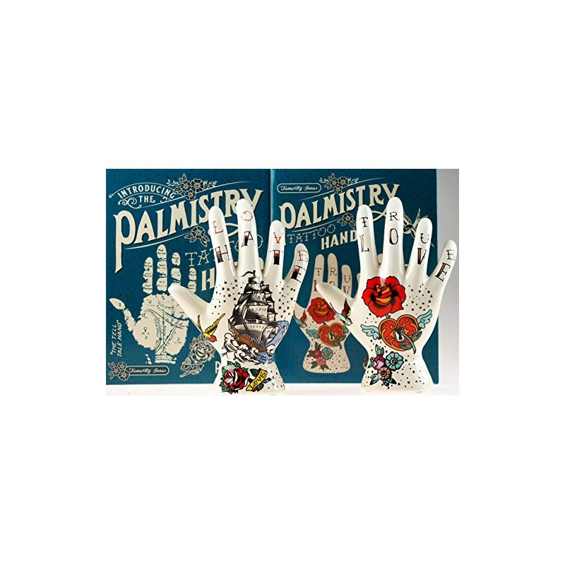 Temerity Jones Set Of 2 Palmistry Tattoo Hand Decorative Ornaments